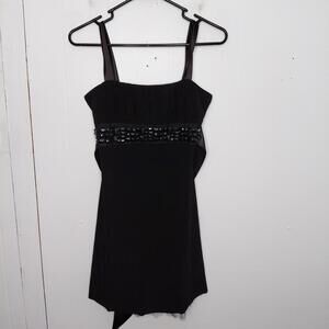 Taboo Dress Womens Medium Gem Empire Waist Tie Back Tulle Lined Goth Mini Hoco